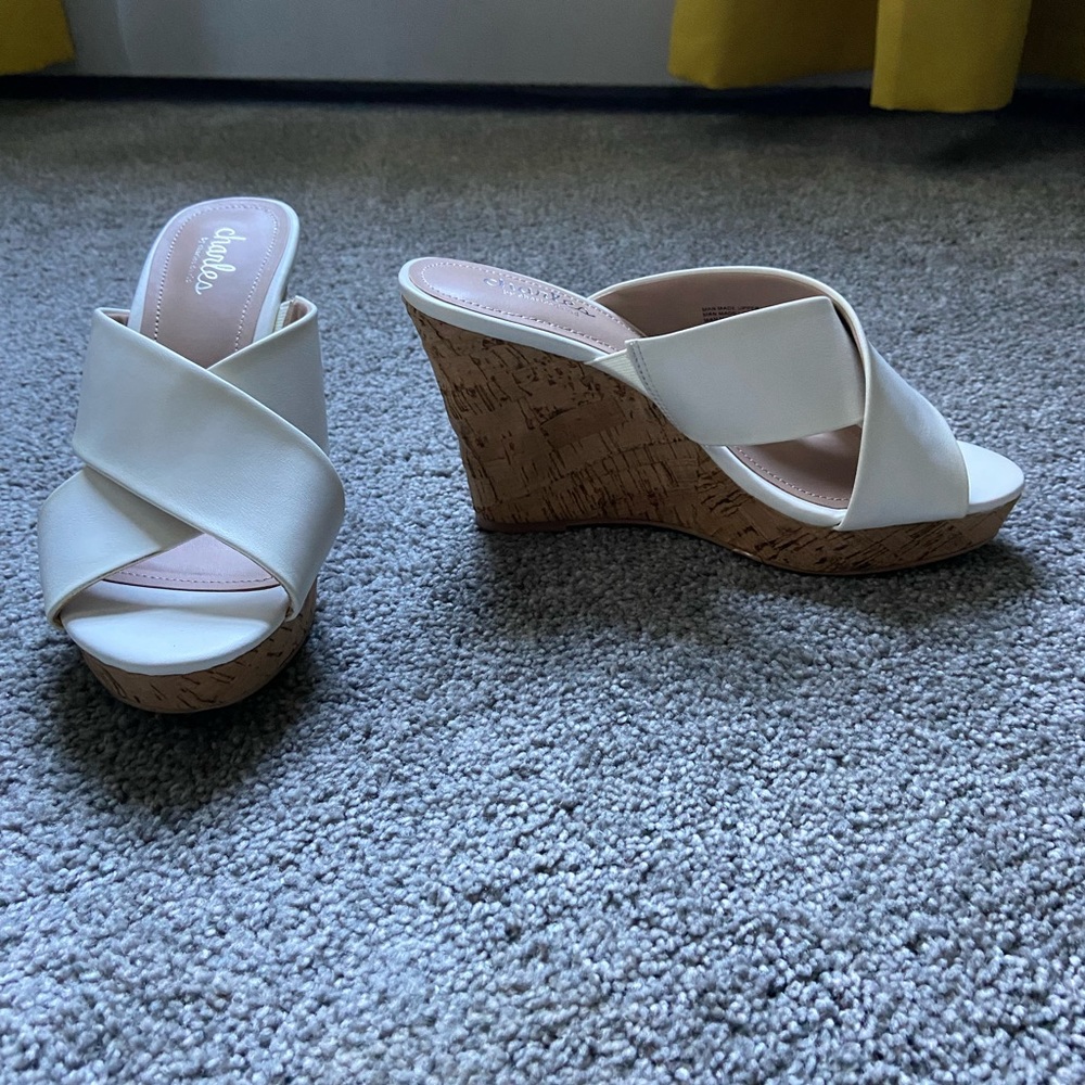 White wedge slides/sandles